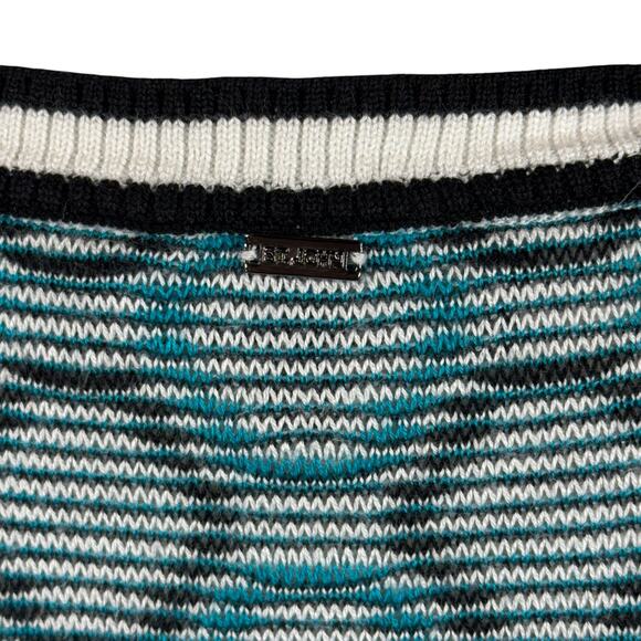 St. John Large Sweater Top Geometric Stretch 3/4 Sleeve Round Neck Cashmere Wool - Picture 7 of 10